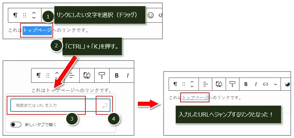 リンクに変換するショートカットキー