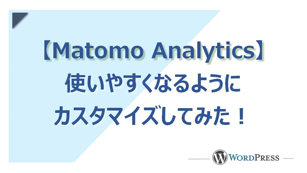 プラグイン【Matomo Analytics】をカスタマイズする