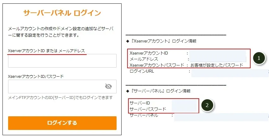 「サーバーパネル」のログイン方法
